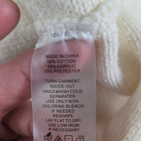 Vince Camuto White Gray Striped Frayed Fringe Crewneck Midweight Sweater Size XS - Picture 4 of 5